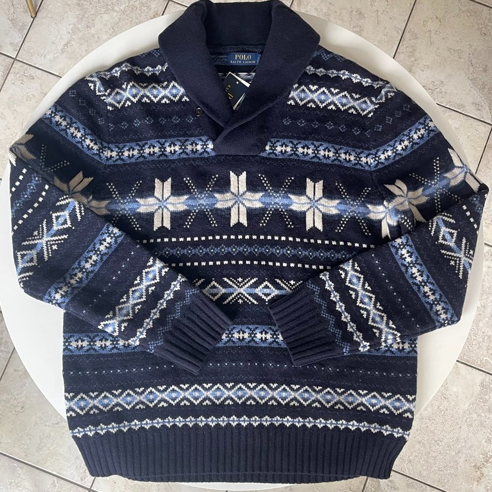 NWT. Polo Ralph Lauren Mens Knit Shawl Collar Sweater